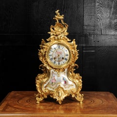 Large Ormolu and Sevres Porcelain Antique French Rococo Clock