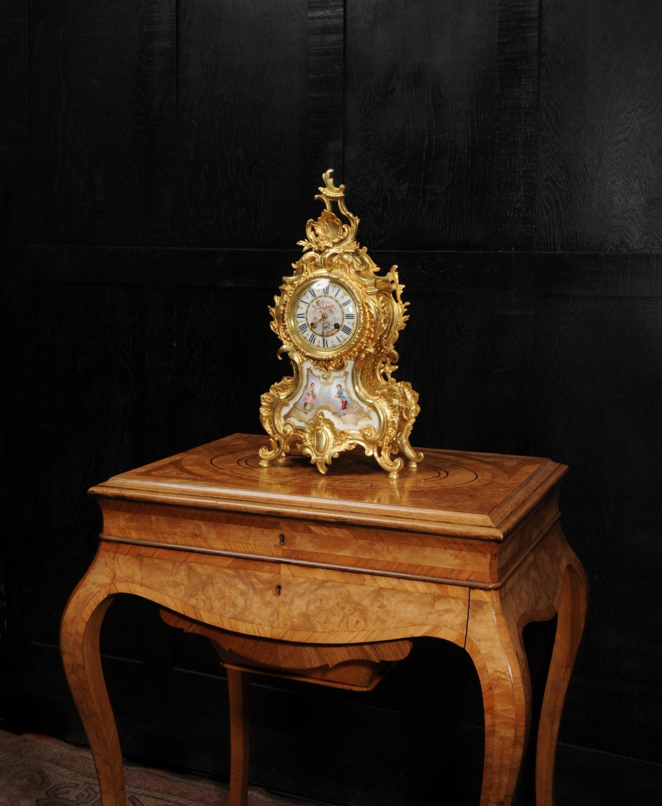 Large Ormolu and Sevres Porcelain Antique French Rococo Clock 1