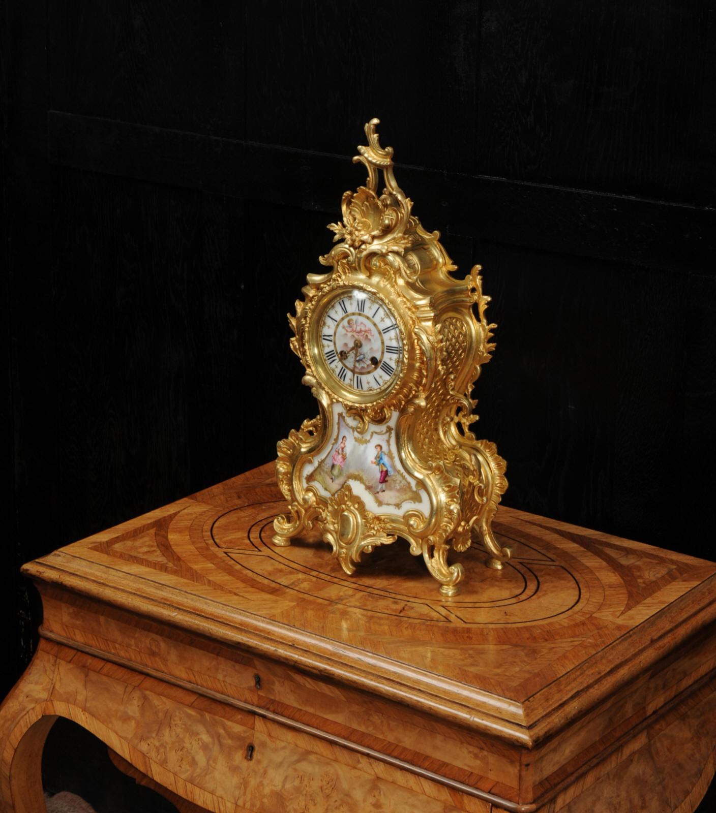 Large Ormolu and Sevres Porcelain Antique French Rococo Clock 2