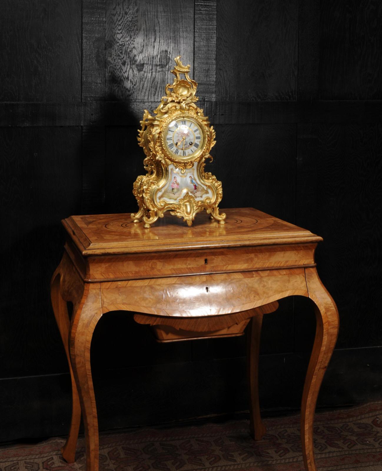 Large Ormolu and Sevres Porcelain Antique French Rococo Clock 3