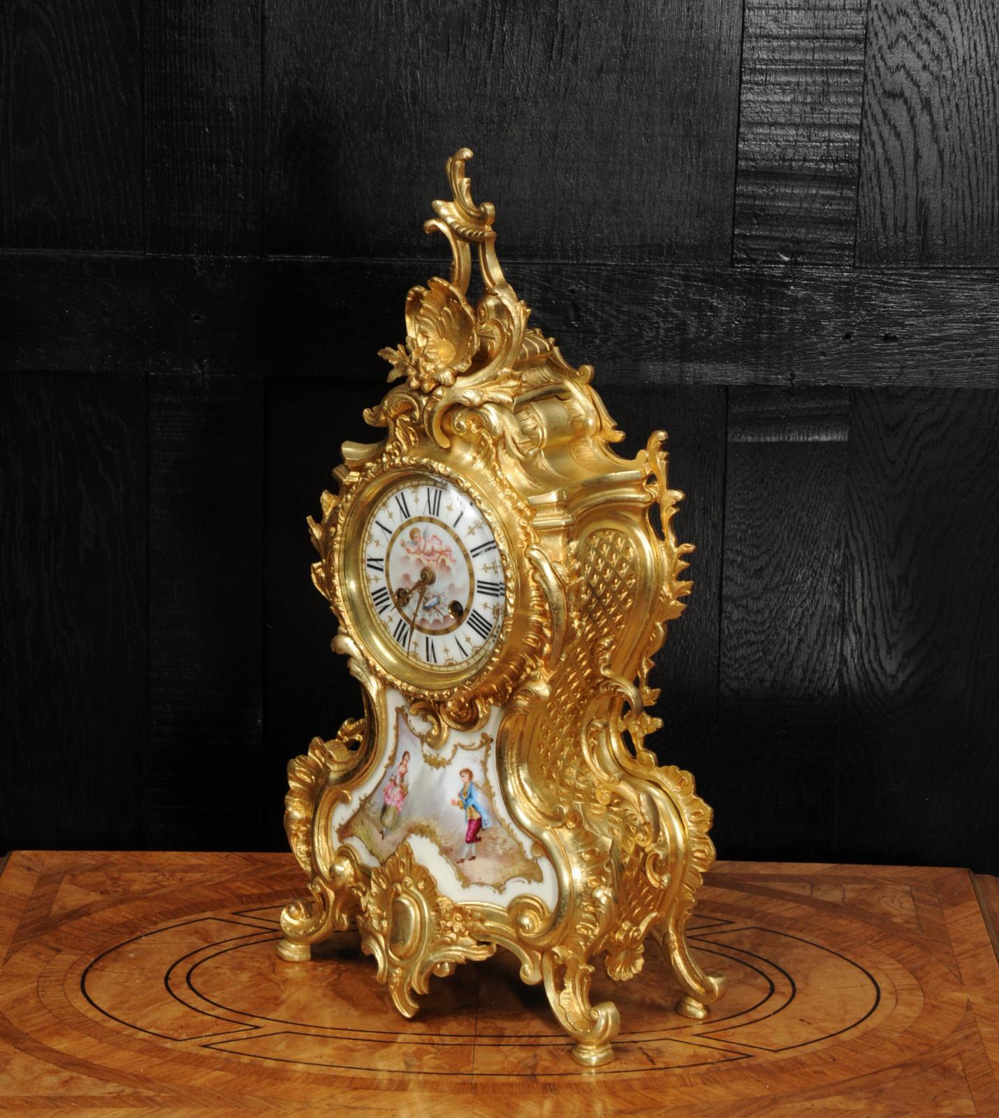 Large Ormolu and Sevres Porcelain Antique French Rococo Clock 4