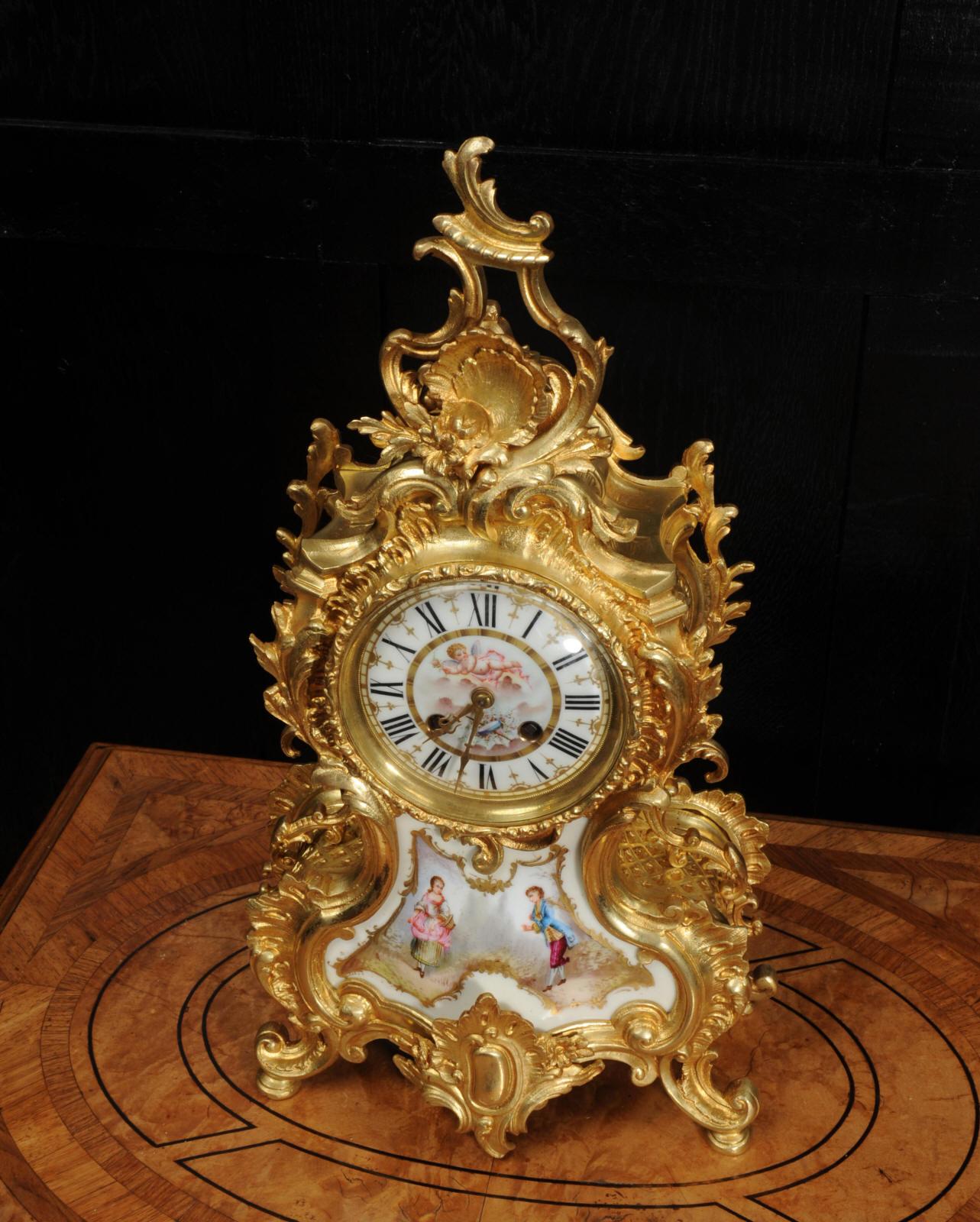 Large Ormolu and Sevres Porcelain Antique French Rococo Clock 5