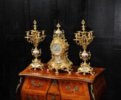 Large Ormolu and Sèvres Porcelain Rococo Antique Clock Set