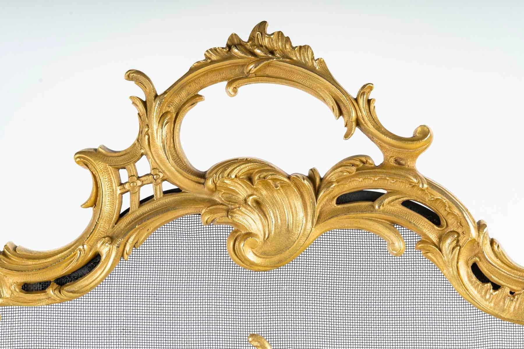 French Large Ormolu Fire Screen in the Louis XV Style. For Sale