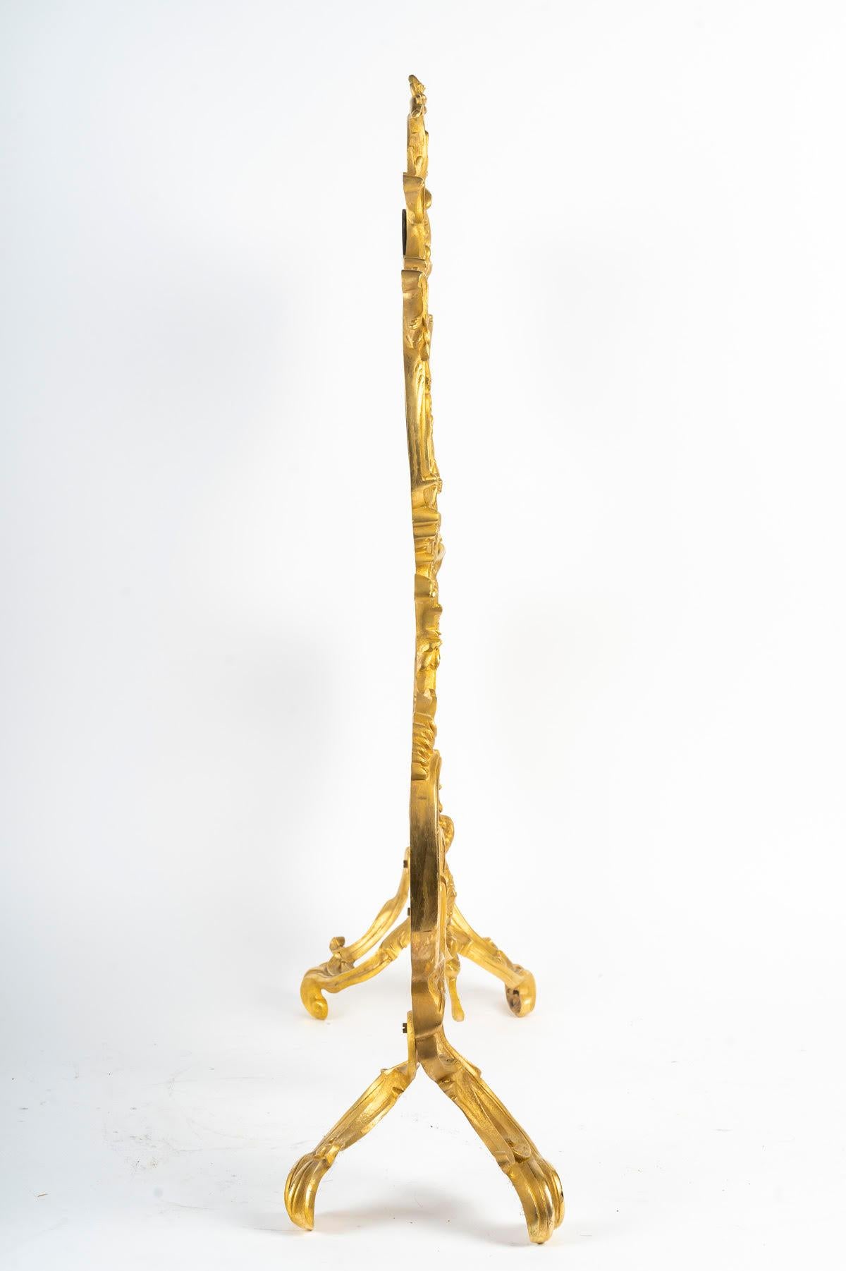 Bronze Large Ormolu Fire Screen in the Louis XV Style. For Sale