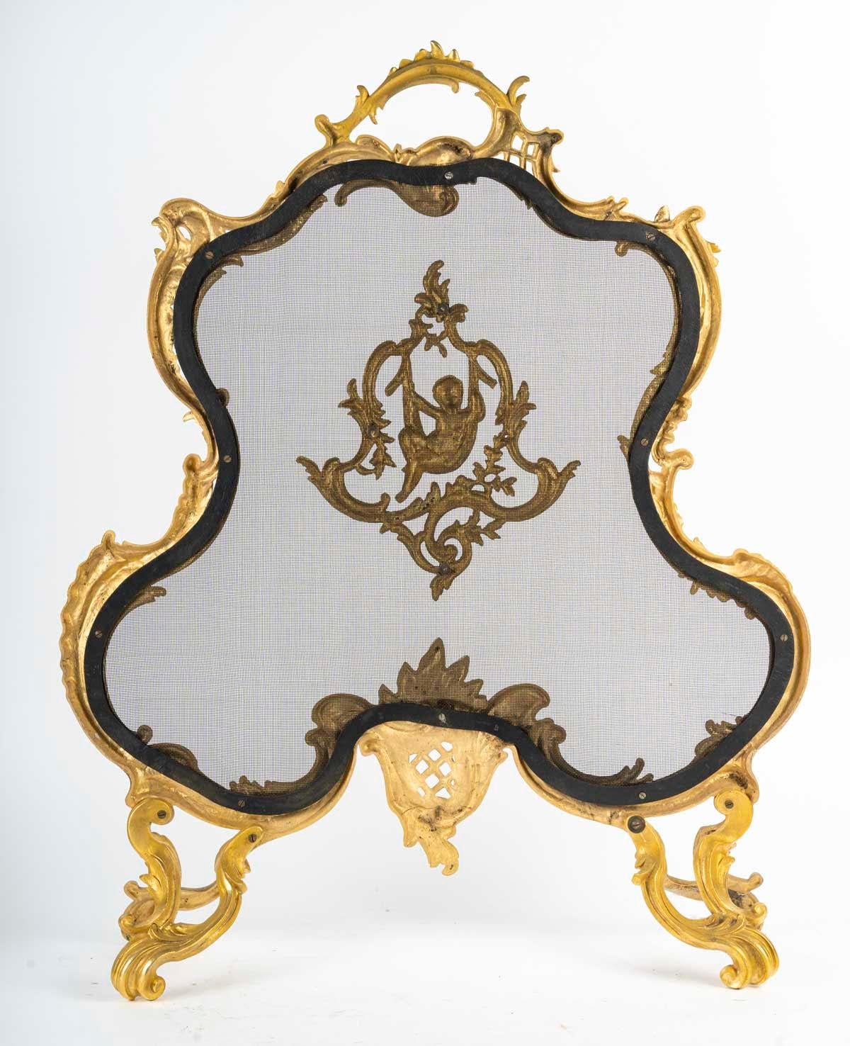 Large Ormolu Fire Screen in the Louis XV Style. For Sale 1