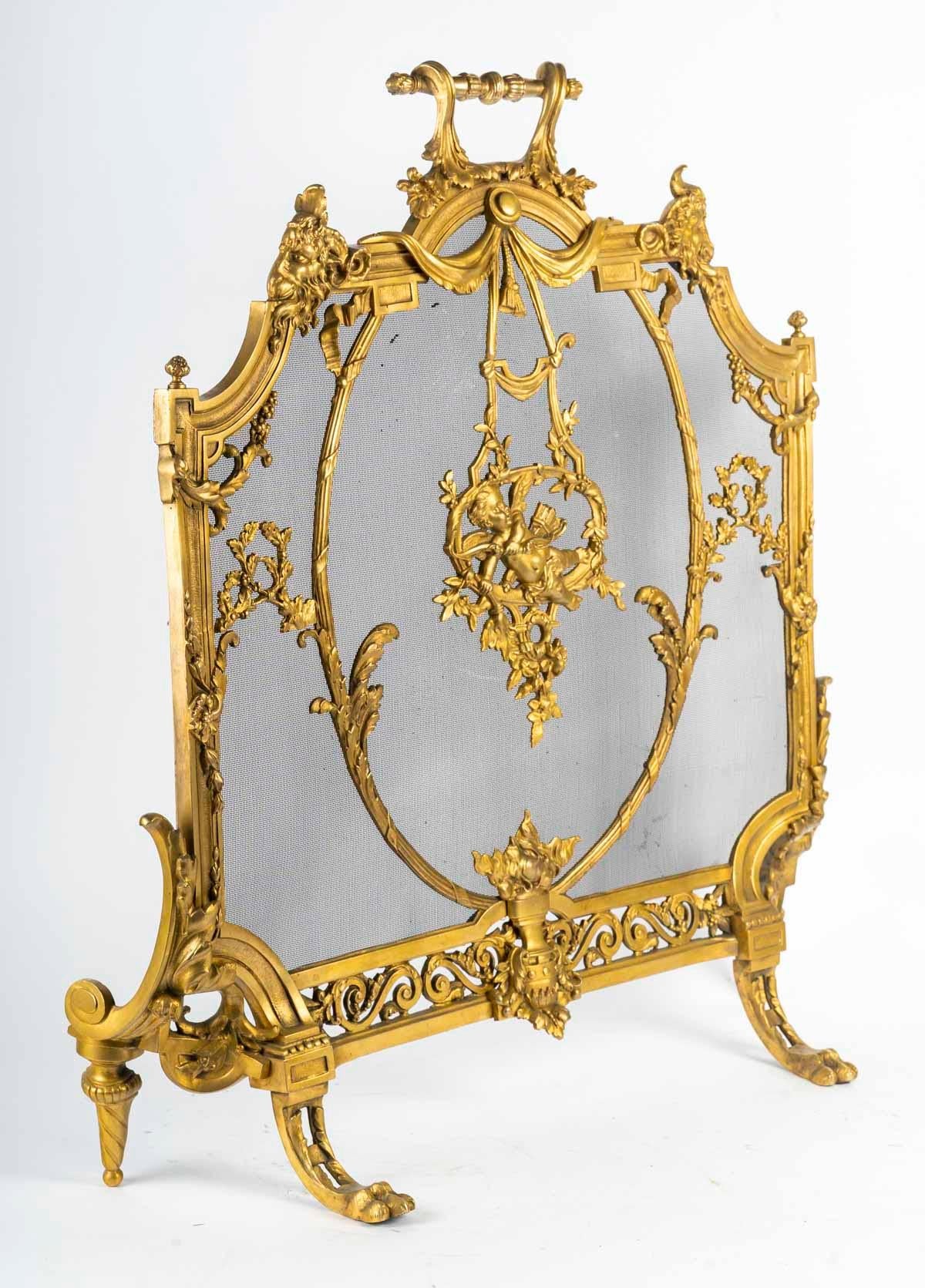 Bronzo Grande parafuoco in ormù in stile Luigi XVI del periodo di Napoleone III. in vendita