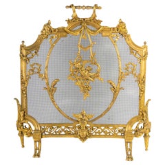 Antique Large Ormolu Fire Screen in the Louis XVI Style from the Napoleon III Period.