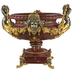 Large Ormolu-Mounted and Silvered-Bronze and Rouge Griotte Marble Centerpiece