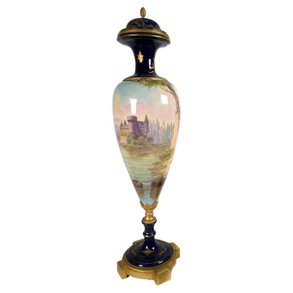 Large Ormolu Porcelain Vase By Manufature Nationale Sèvres, 19th Century