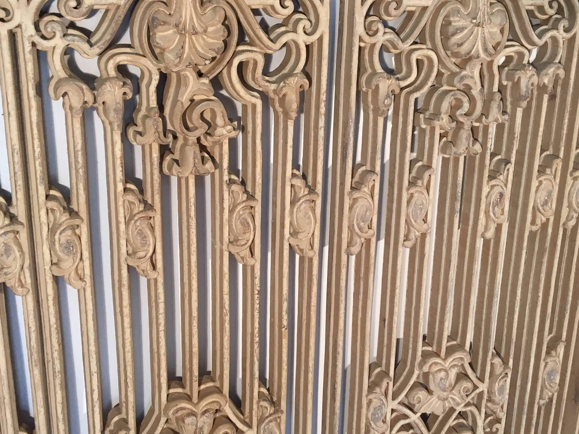 20th Century Large Ornamental 4-Piece Faux Metal Gate Wall Hanging For Sale