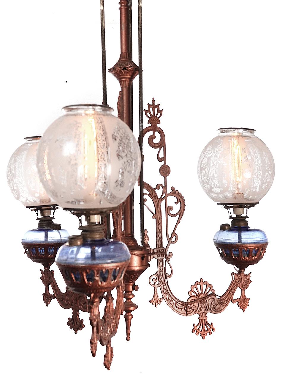antique oil chandelier