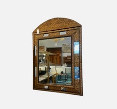 Large Ornate Antique 19th Century Mirror With Brass Frame