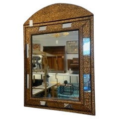 Large Ornate Antique 19th Century Mirror With Brass Frame
