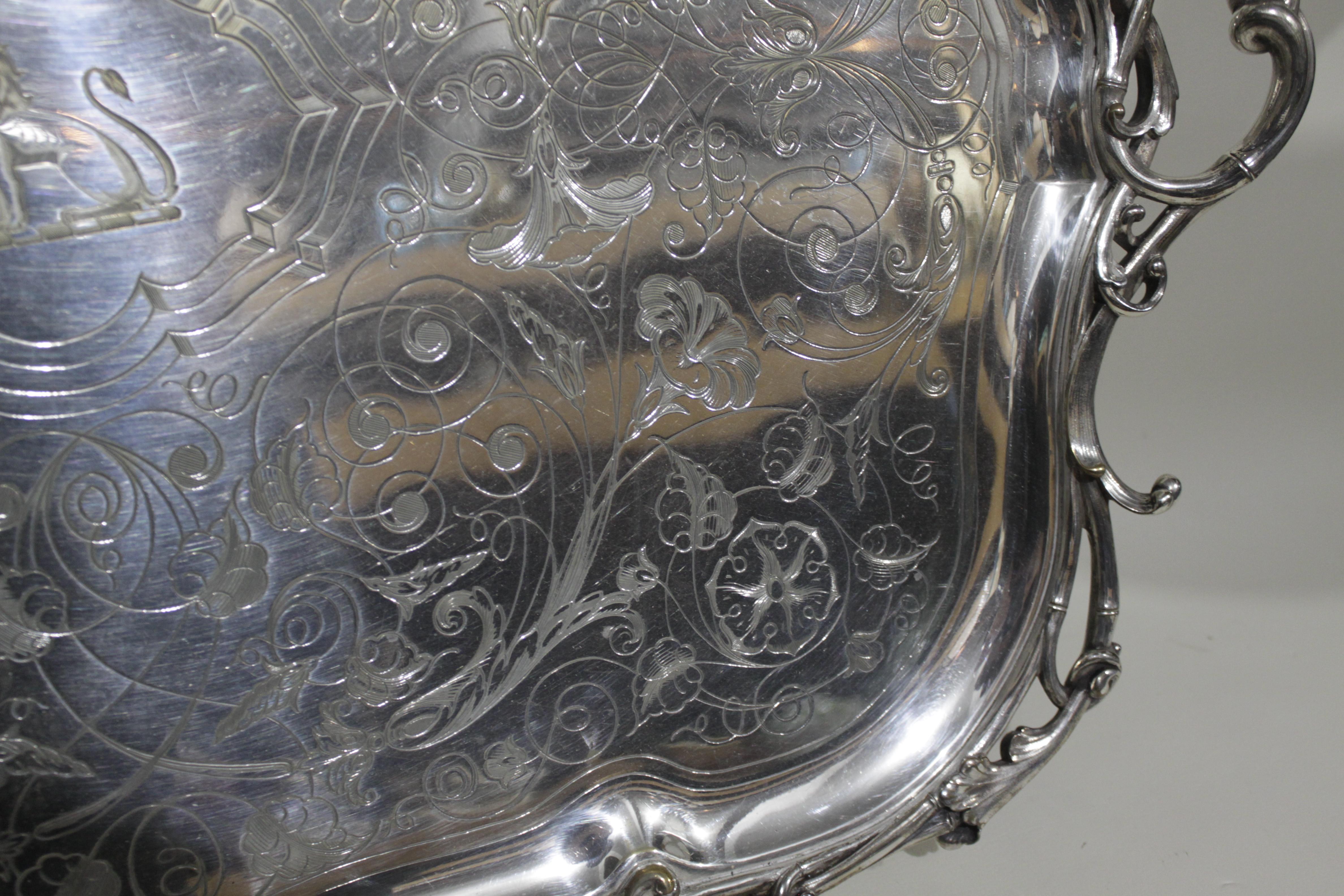 Large Ornate Antique Christofle Silver Plated Serving Tray 2