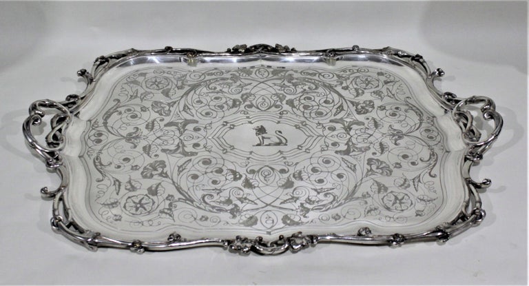 Tray with handles Christofle tray Holiday table Large tray Silver plated tray