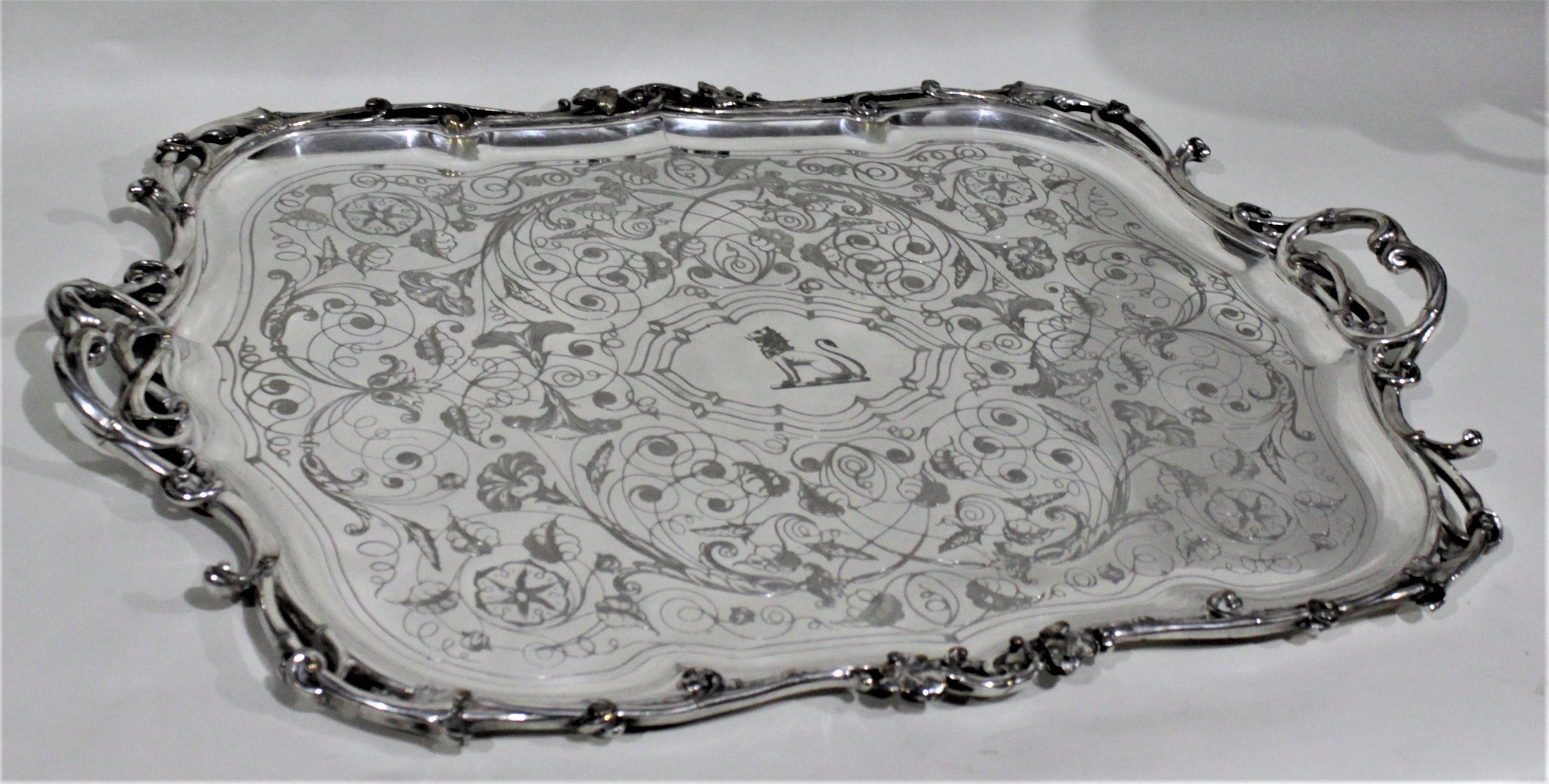 Edwardian Large Ornate Antique Christofle Silver Plated Serving Tray