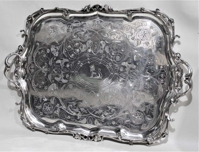 Large Ornate Antique Christofle Silver Plated Serving Tray at 1stDibs