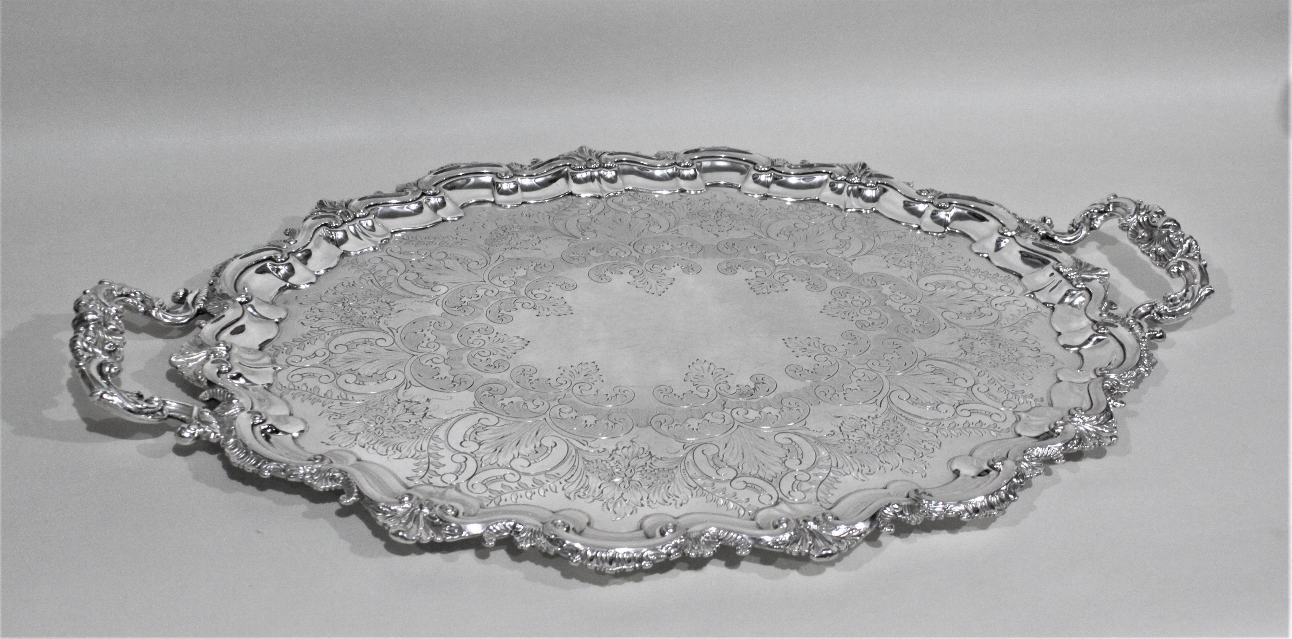 Large Ornate Antique Oval Silver Plated Serving Tray at 1stDibs ...