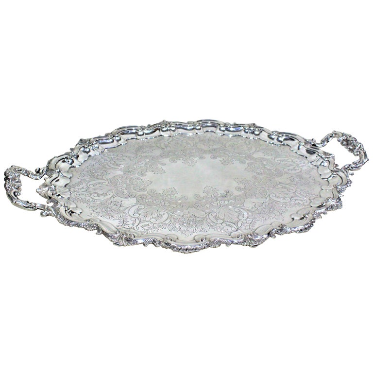 Large Ornate Antique Oval Silver Plated Serving Tray at 1stDibs | silver  serving trays, silver trays, silver dish