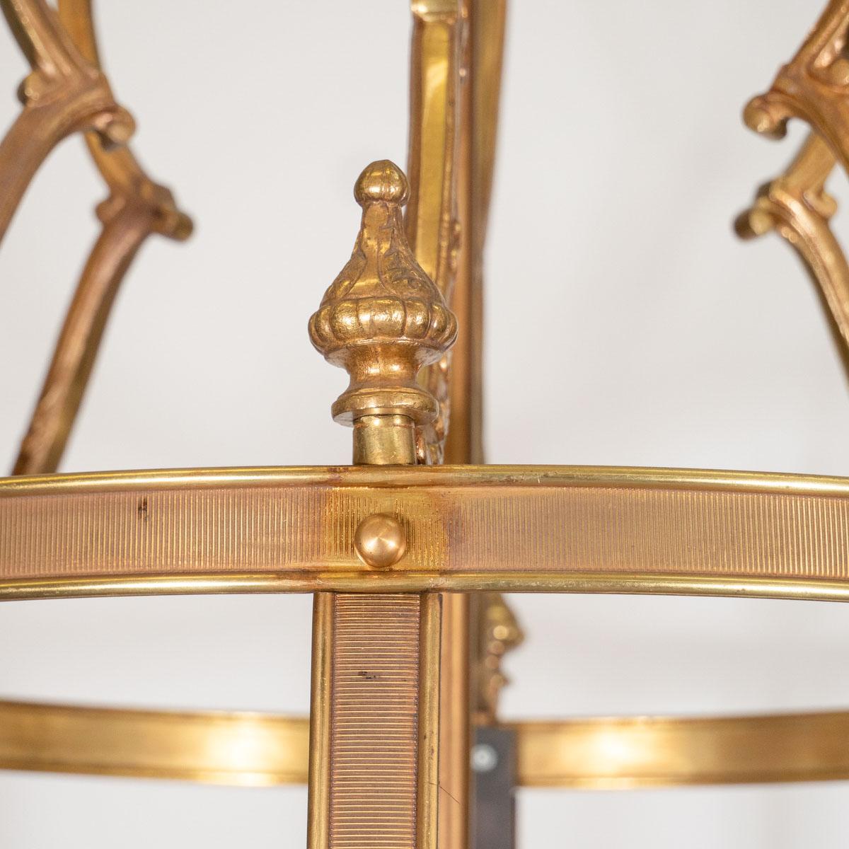 Large Ornate Brass Lantern Style Pendant For Sale 5