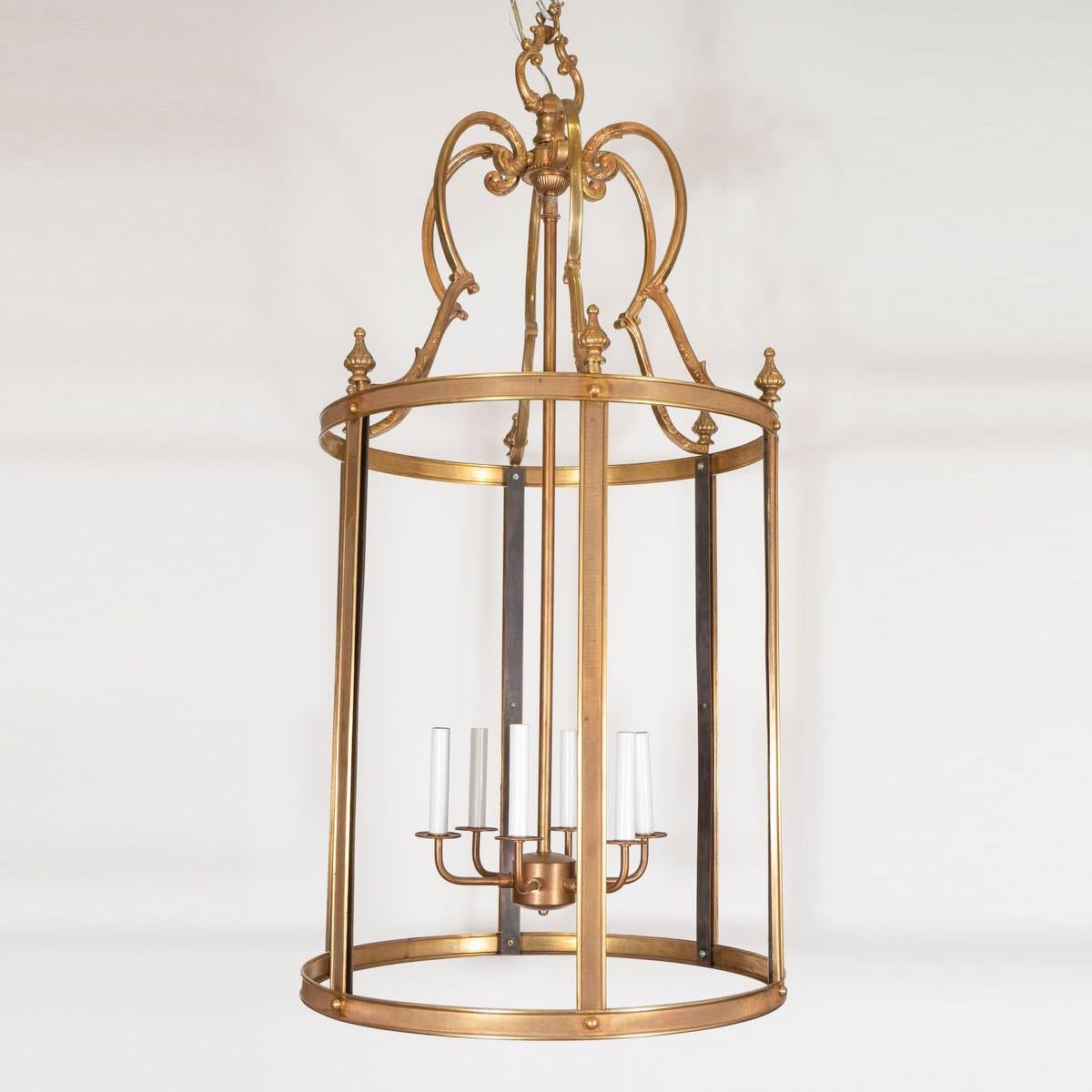 Austrian Large Ornate Brass Lantern Style Pendant For Sale