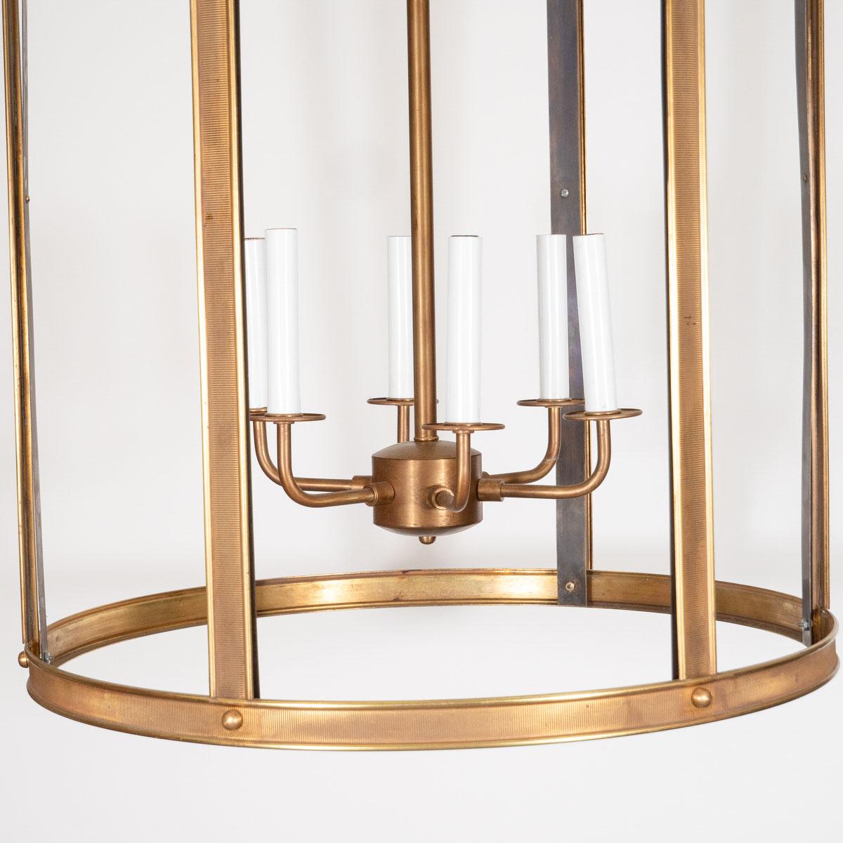 Large Ornate Brass Lantern Style Pendant For Sale 2