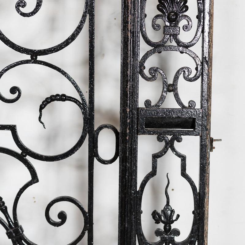 Large Ornate Early 19th Century Wrought Iron Gate with Light For Sale 7