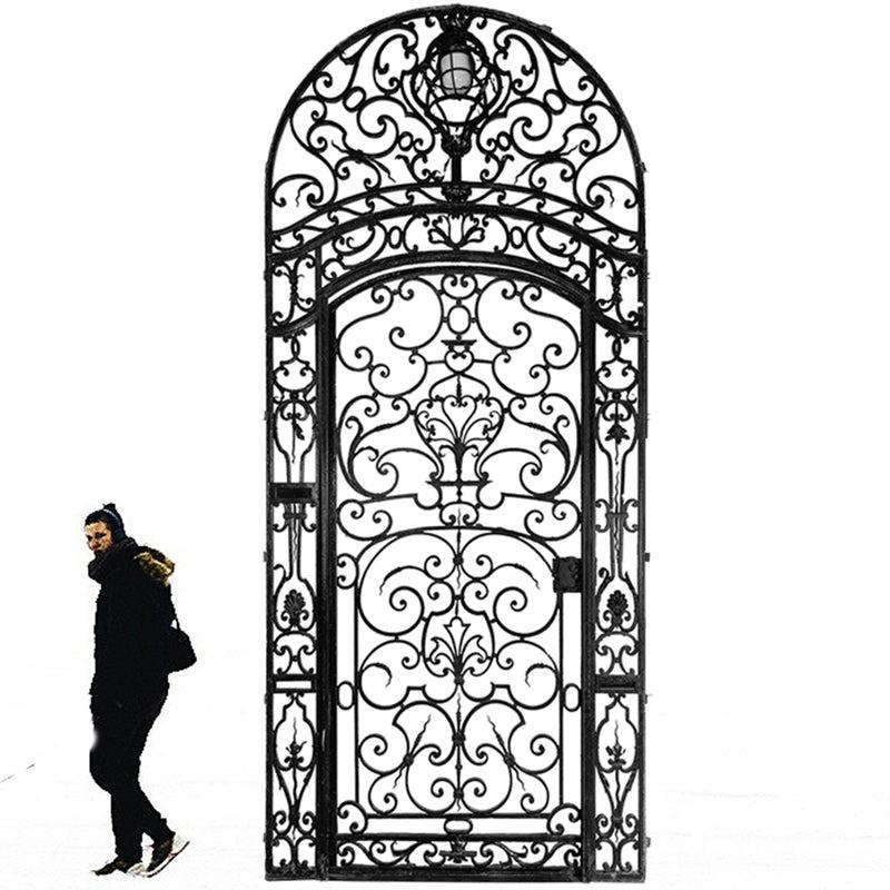 Large Ornate Early 19th Century Wrought Iron Gate with Light For Sale 8