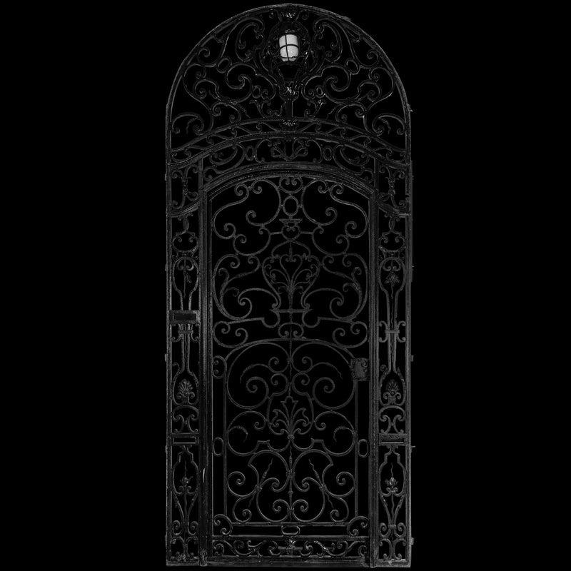 Large Ornate Early 19th Century Wrought Iron Gate with Light For Sale 9
