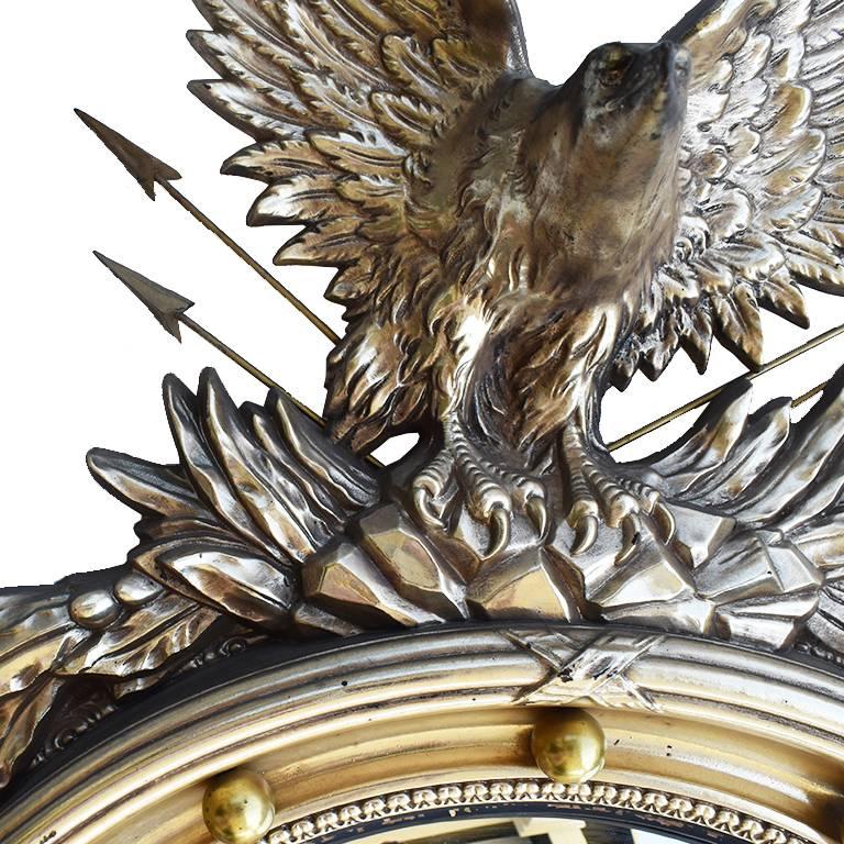 Large Ornate Federal Admiral Eagle Convex Mirror For Sale at 1stdibs