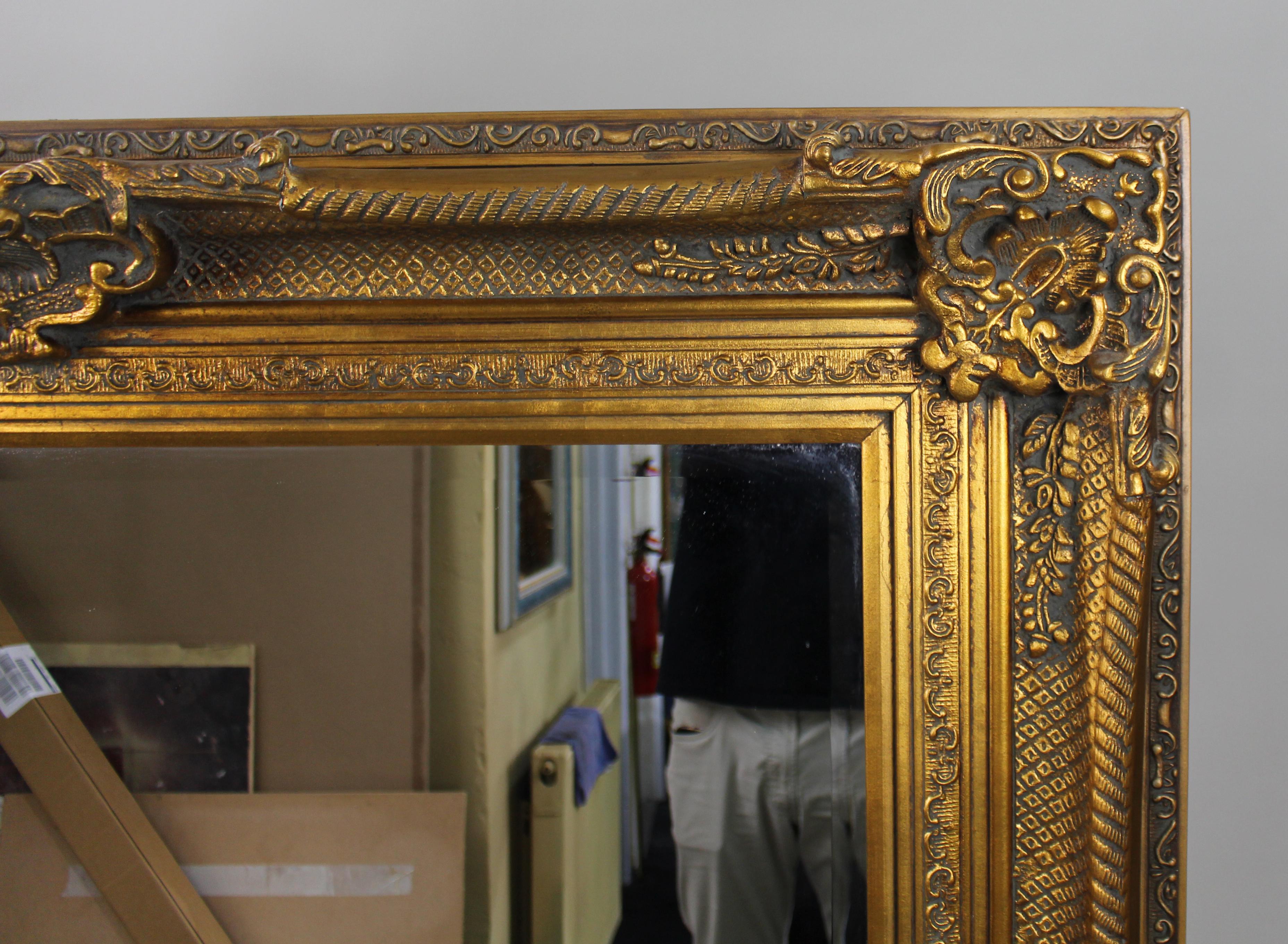 Large Ornate Gilt Bevelled Mirror – 4 x 5 ft In Good Condition For Sale In Worcester, GB