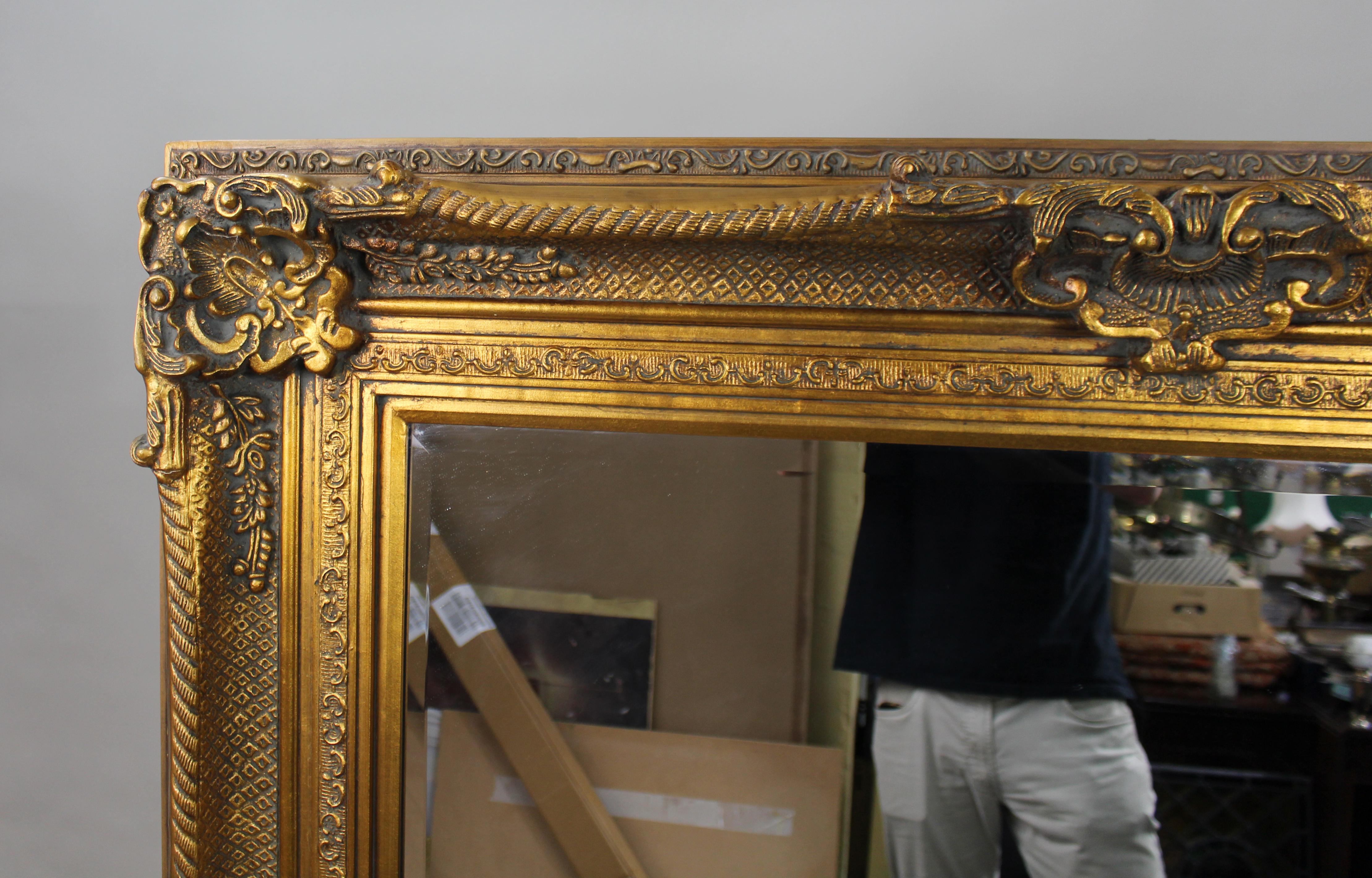 20th Century Large Ornate Gilt Bevelled Mirror – 4 x 5 ft For Sale