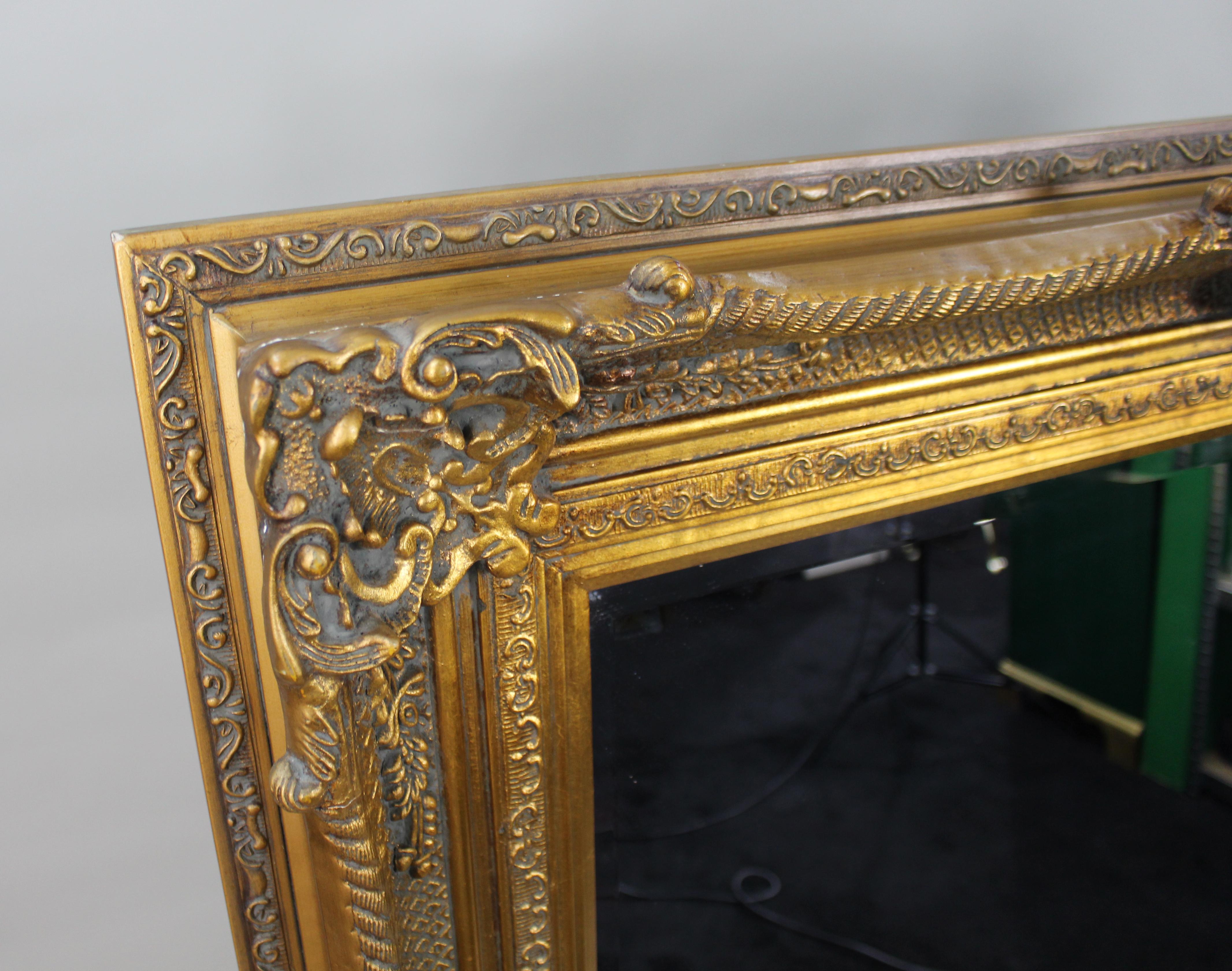 Giltwood Large Ornate Gilt Bevelled Mirror – 4 x 5 ft For Sale