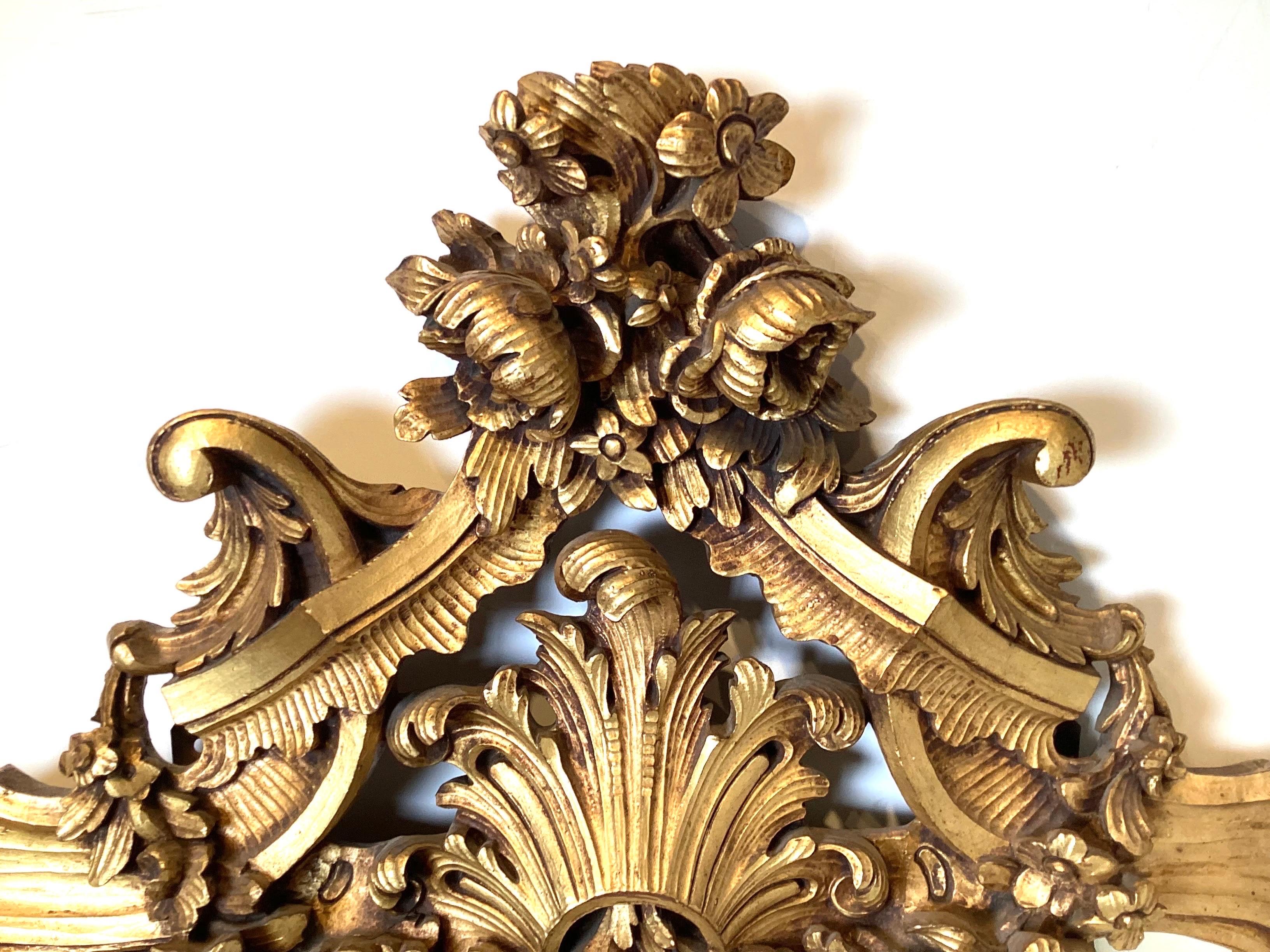 European Large Ornate Gilt Walnut Renaissance Revival Mirror For Sale