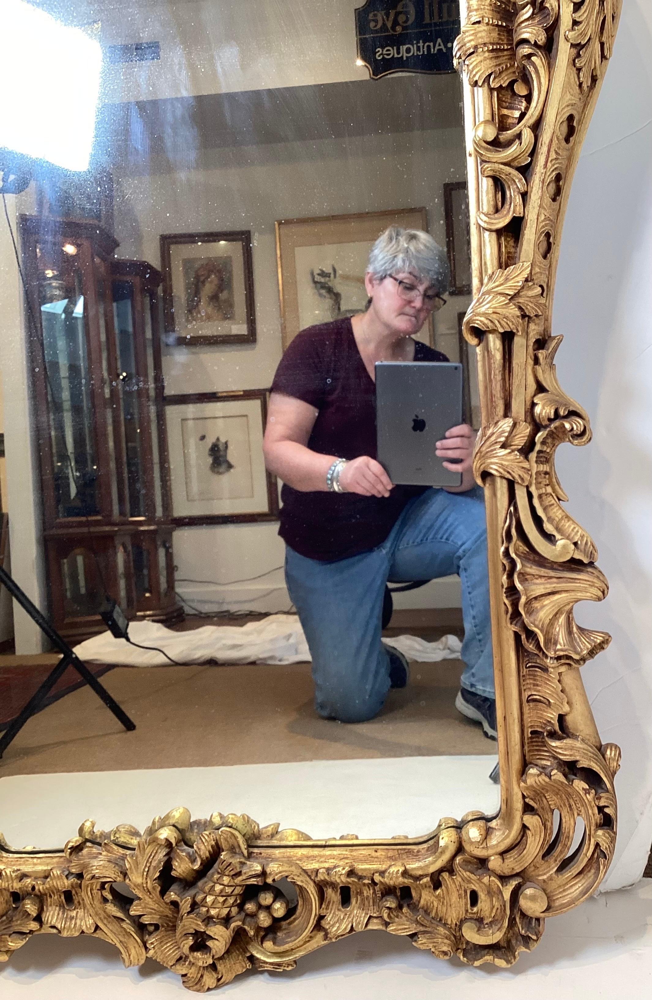 Large Ornate Gilt Walnut Renaissance Revival Mirror For Sale 2