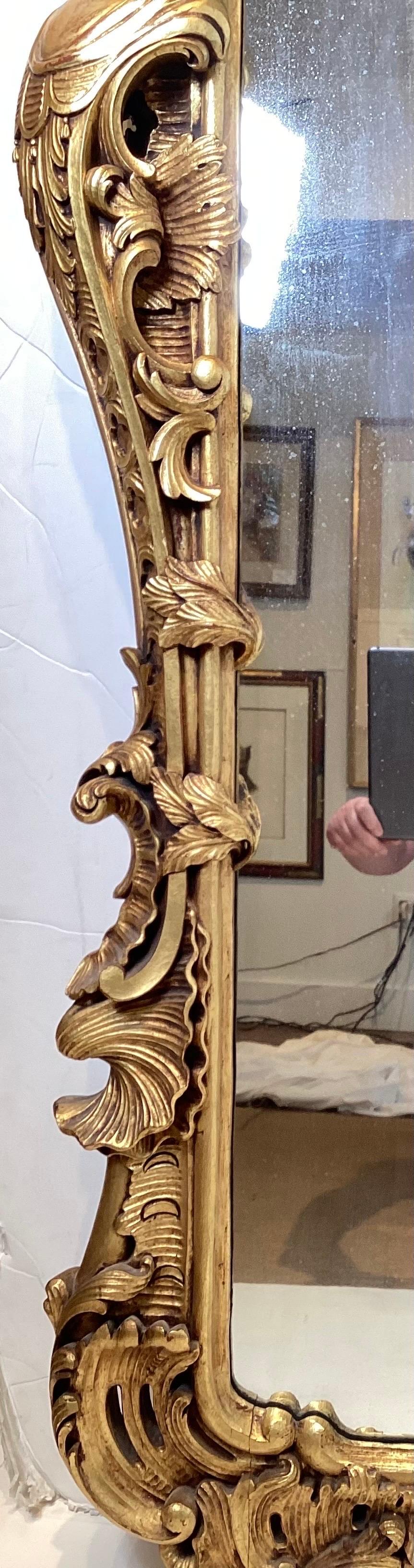 Large Ornate Gilt Walnut Renaissance Revival Mirror For Sale 3