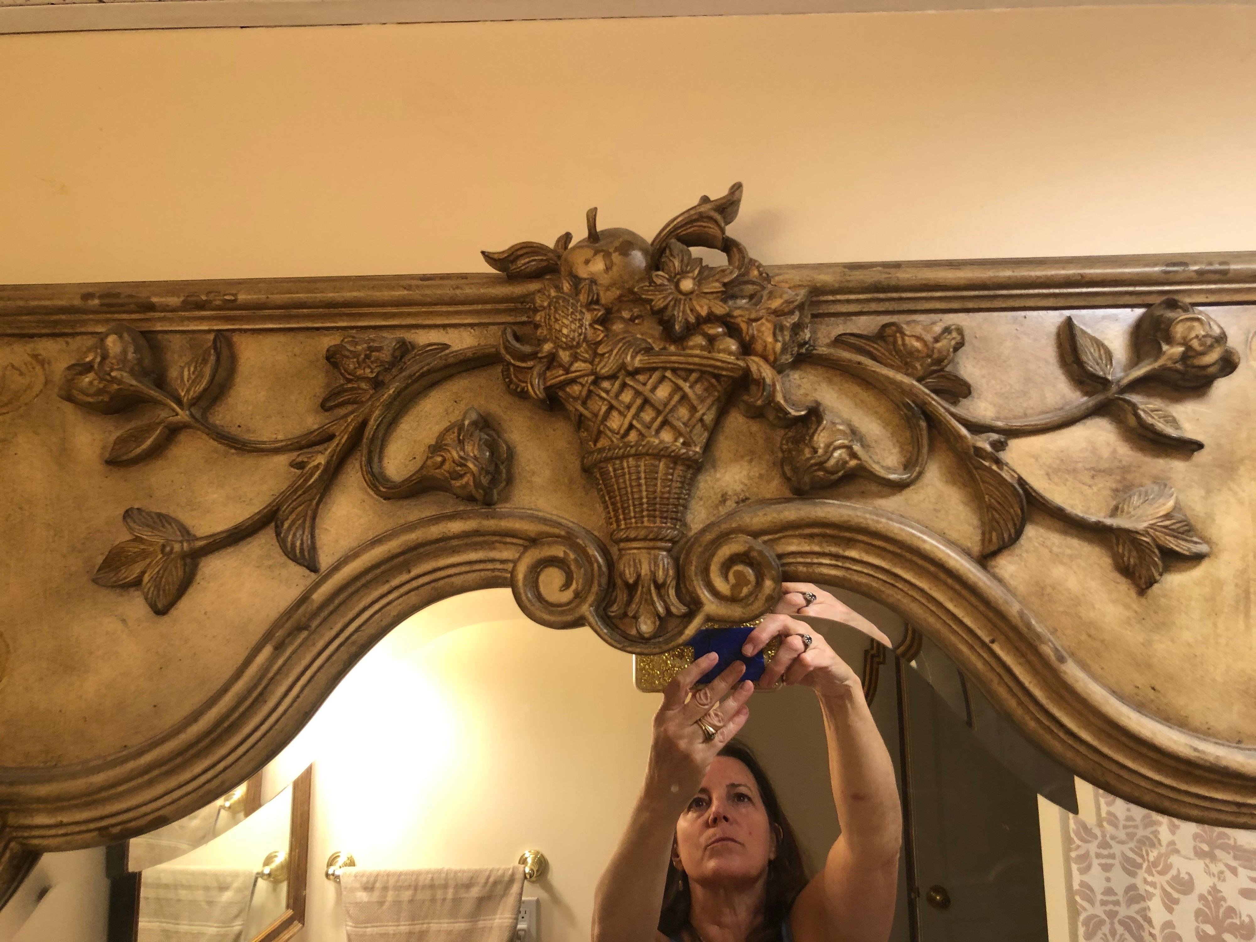 Composition Large Ornate Oversized Mirror For Sale