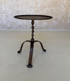 Large Ornate Spanish Iron Drinks Table with Twisted Stem