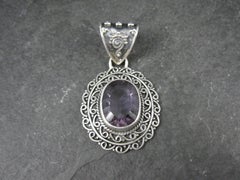 Large Ornate Sterling Silver 6 Carat Amethyst Pendant