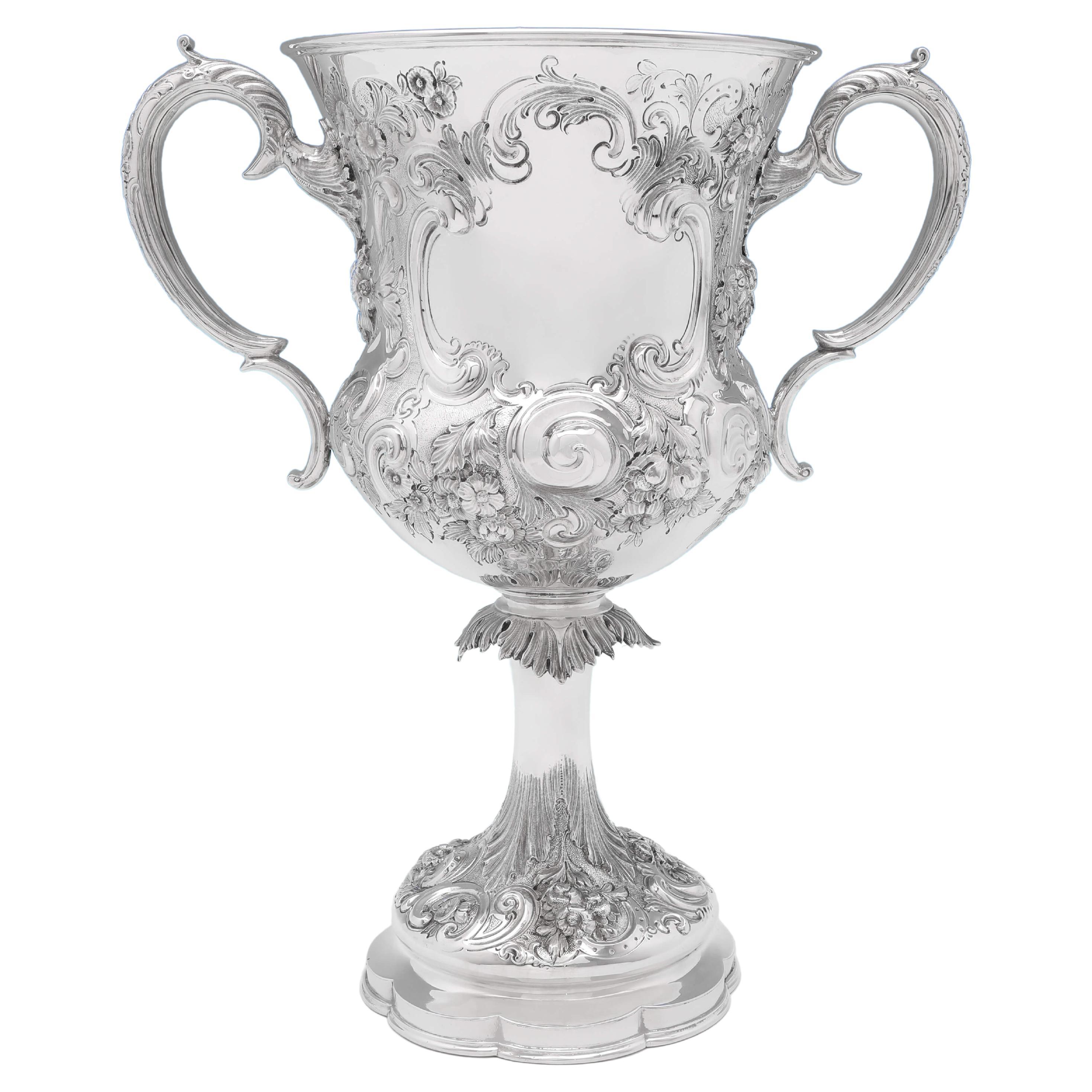 Large Ornate Victorian Antique Sterling Silver Trophy, London 1865 D 
C Houle