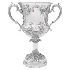 Grand trophée victorien orné en argent sterling ancien, Londres 1865 D &amp;amp; C Houle