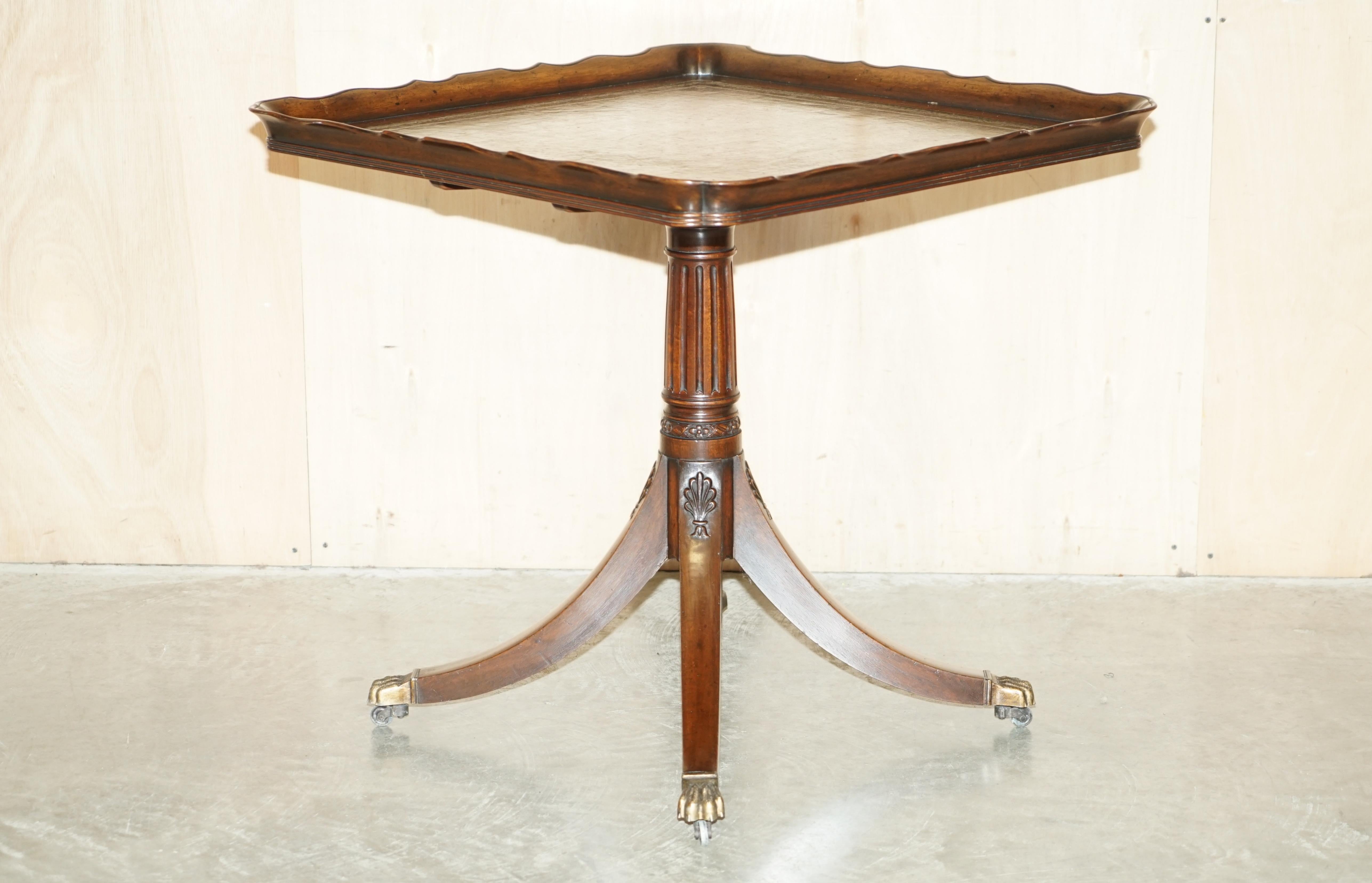 We are delighted to offer for sale this stunning original Victorian hand made in England Mahogany & green Leather tilt top occasional centre table

A good looking and well made table, in truth I have never seen another like it, the edge of the