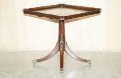 Large Ornately Carved Antique Hardwood & Green Leather Tilt Top Centre Table