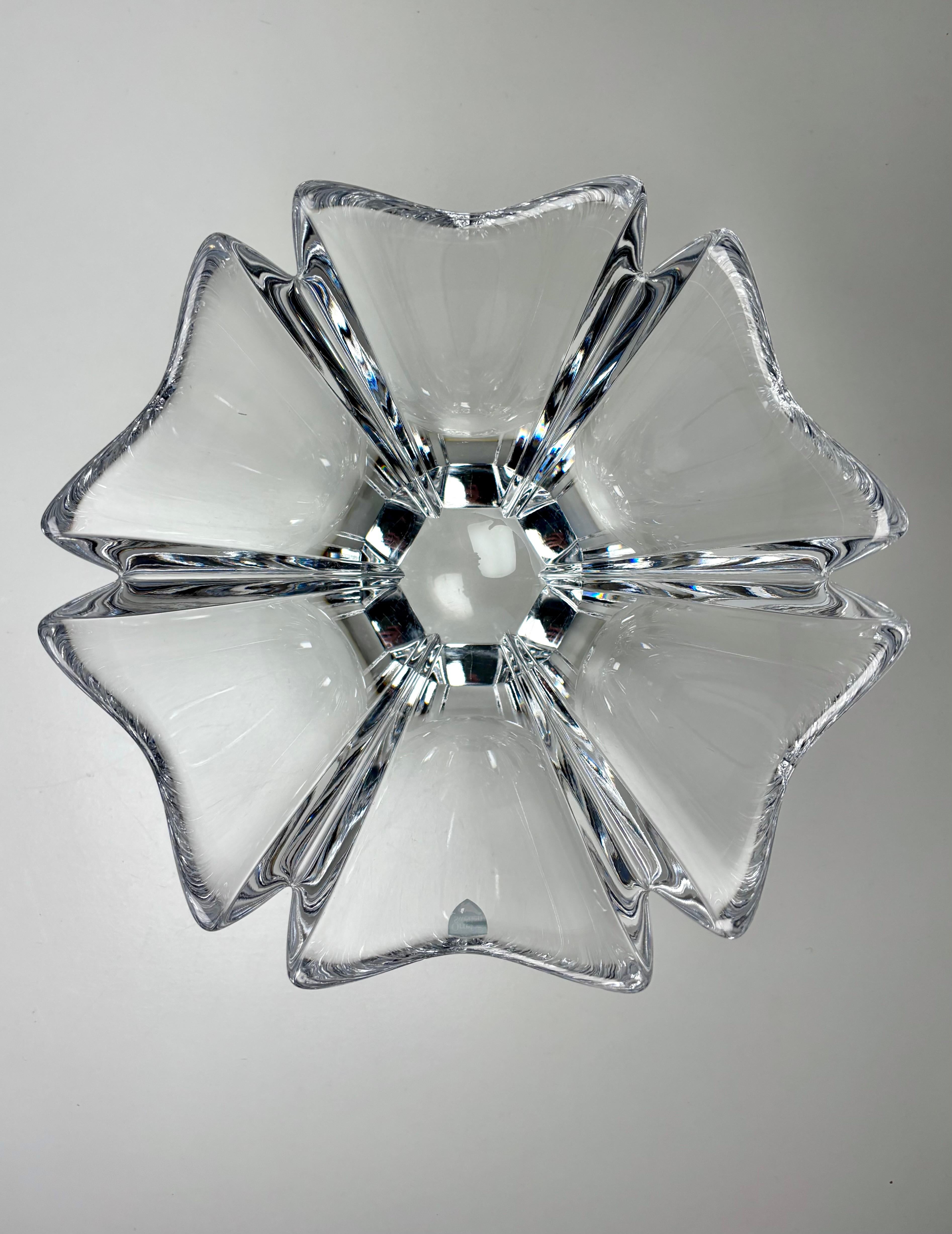 Large Orrefors Art Glass Crystal Bowl by Hellsten, 1980s In Good Condition For Sale In Copenhagen, DK