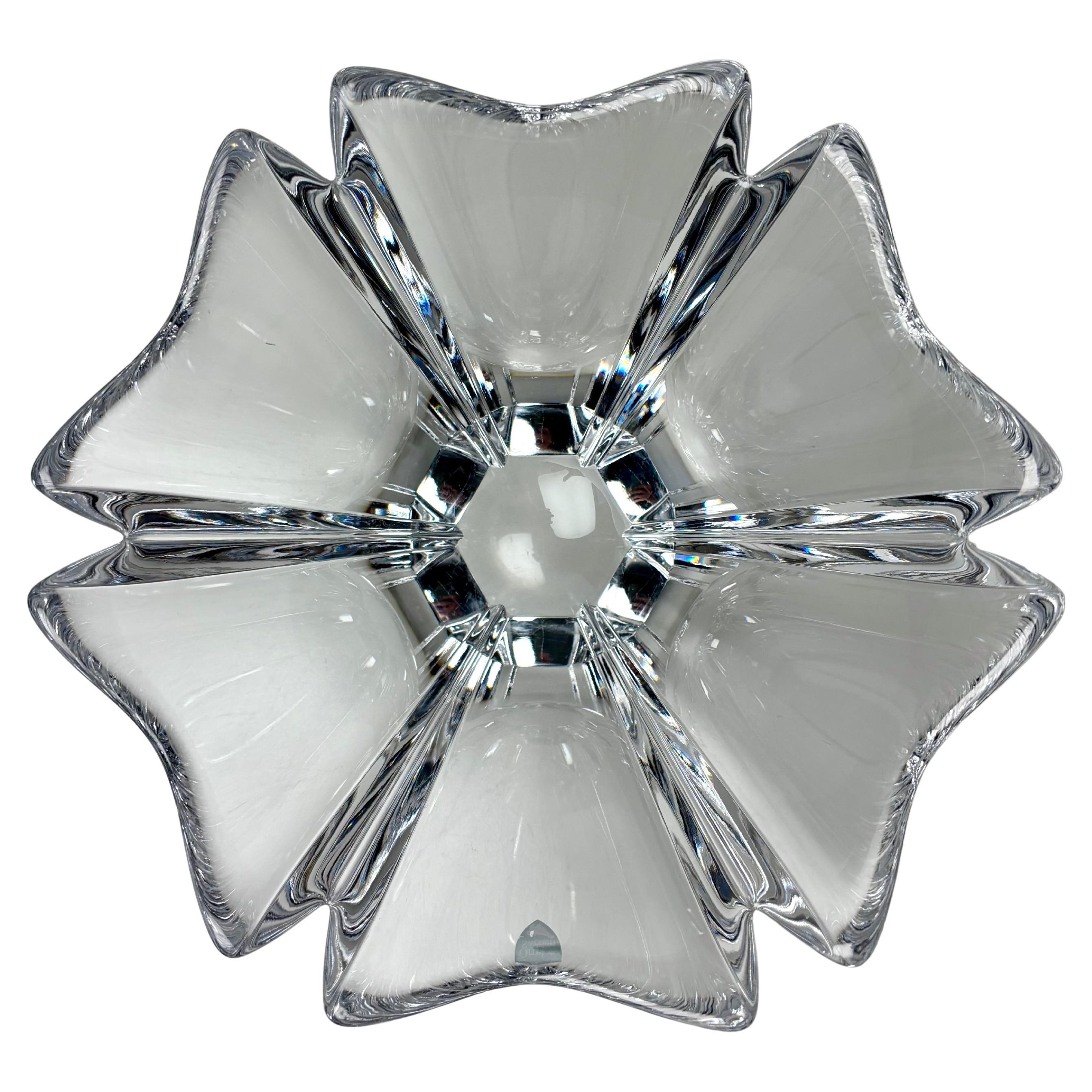 Gran cuenco de cristal artístico Orrefors de Hellsten, años 80