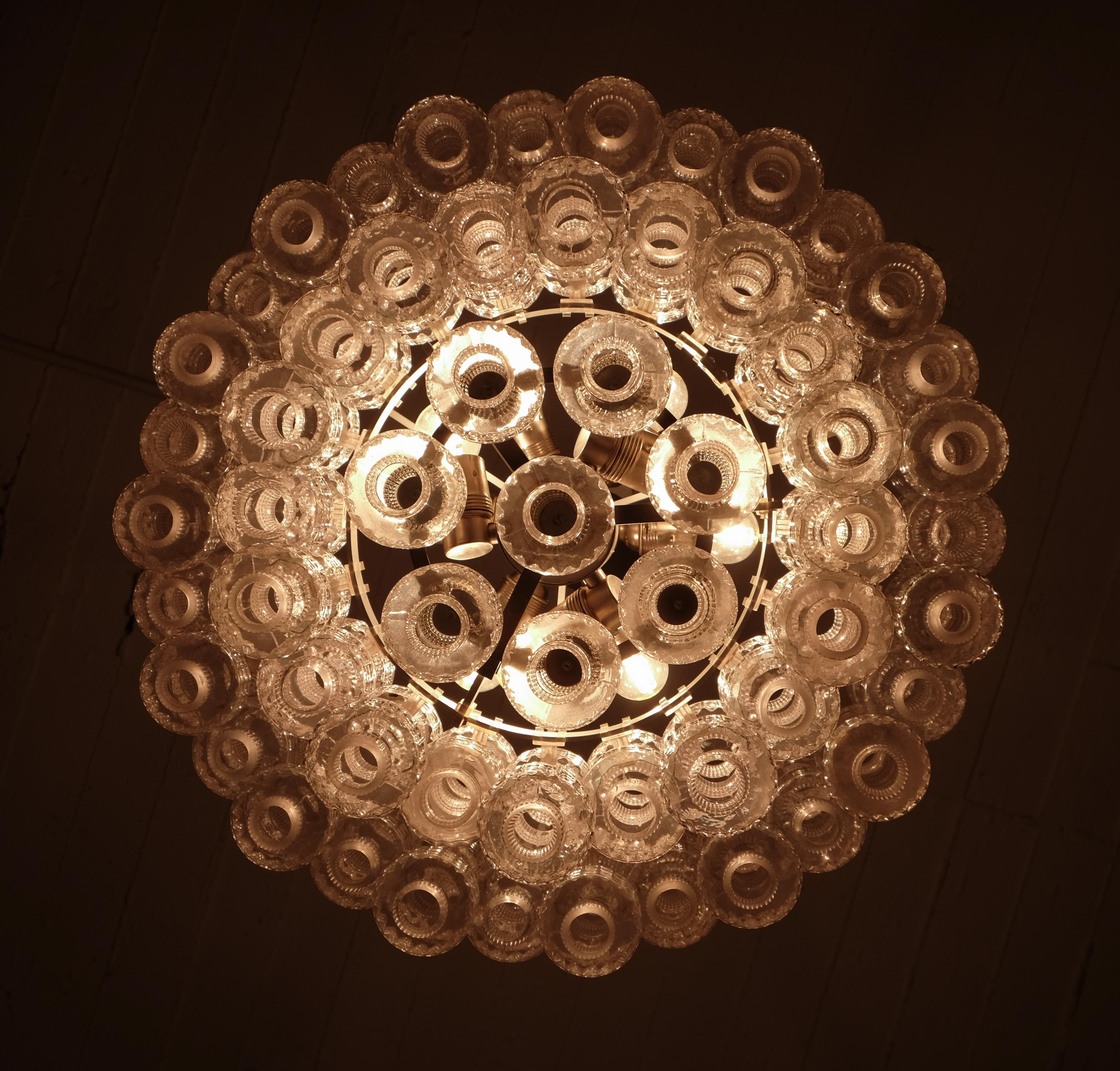 Large Orrefors Chandelier model 'Festival' by Gert Nyström, 1950s For Sale 3