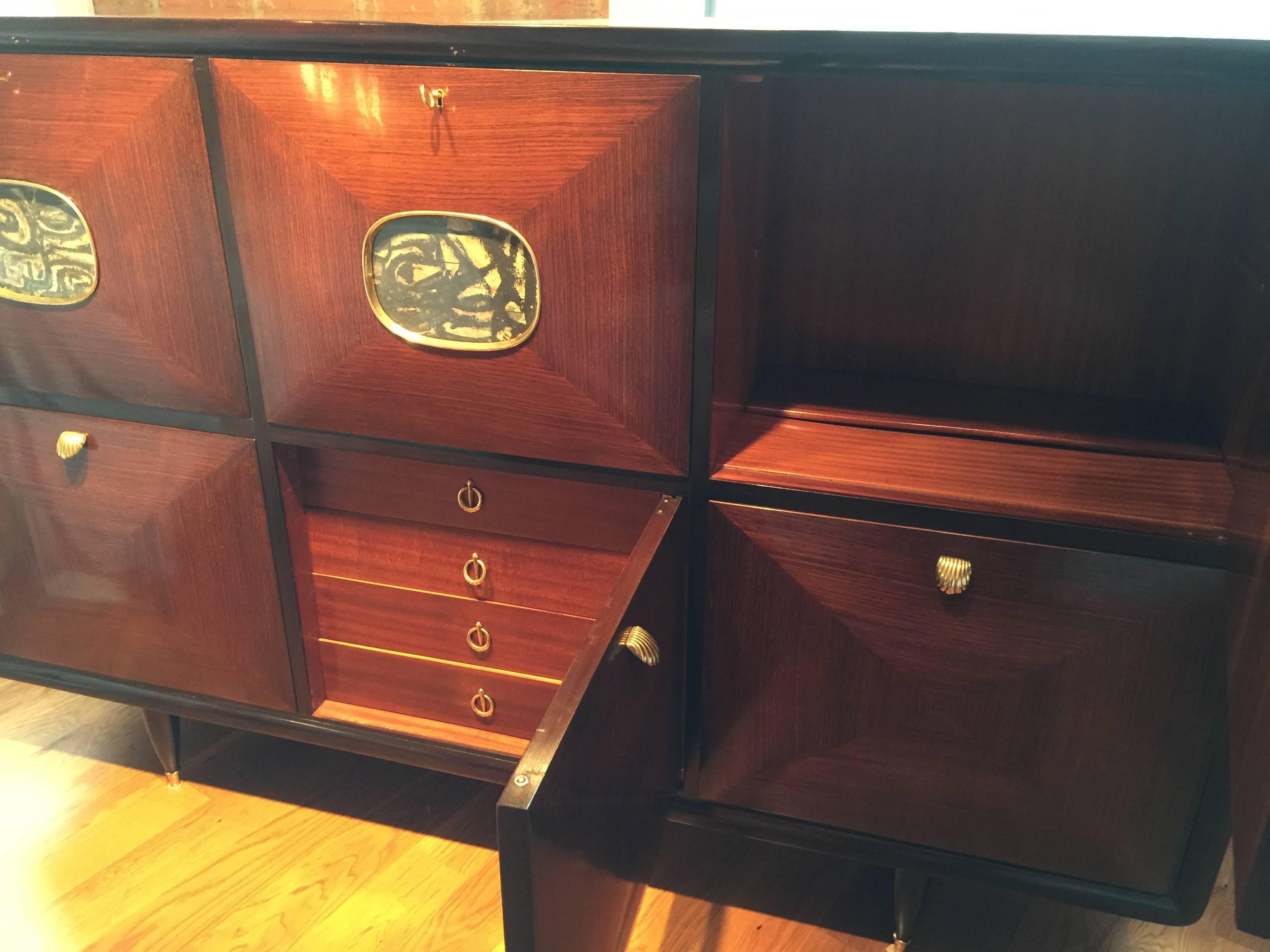 Large Italian Cabinet Buffet, Italy, 1950 In Good Condition For Sale In Jersey City, NJ