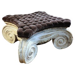 Used Large Ottoman Made From a 19th Century Architectural Stoneware Capitol