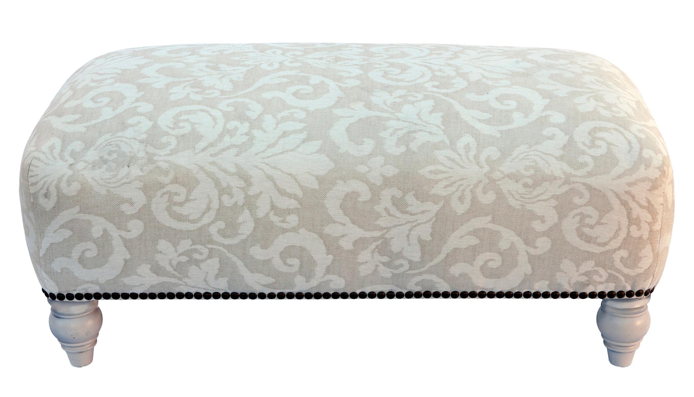 Large Ottoman/Pouf in Romo Italian Woven Linen/ New Upholstery